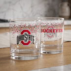 Set of 4 Ohio State Buckeyes 14oz Confetti Rocks Glasses