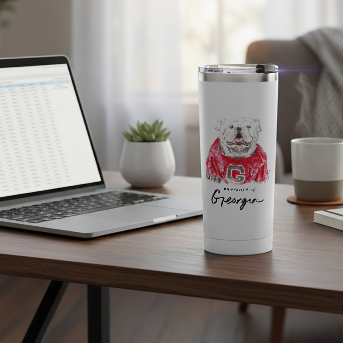 Georgia Bulldogs Mascot by Laura Wilcox 24oz Stainless Steel Tumbler