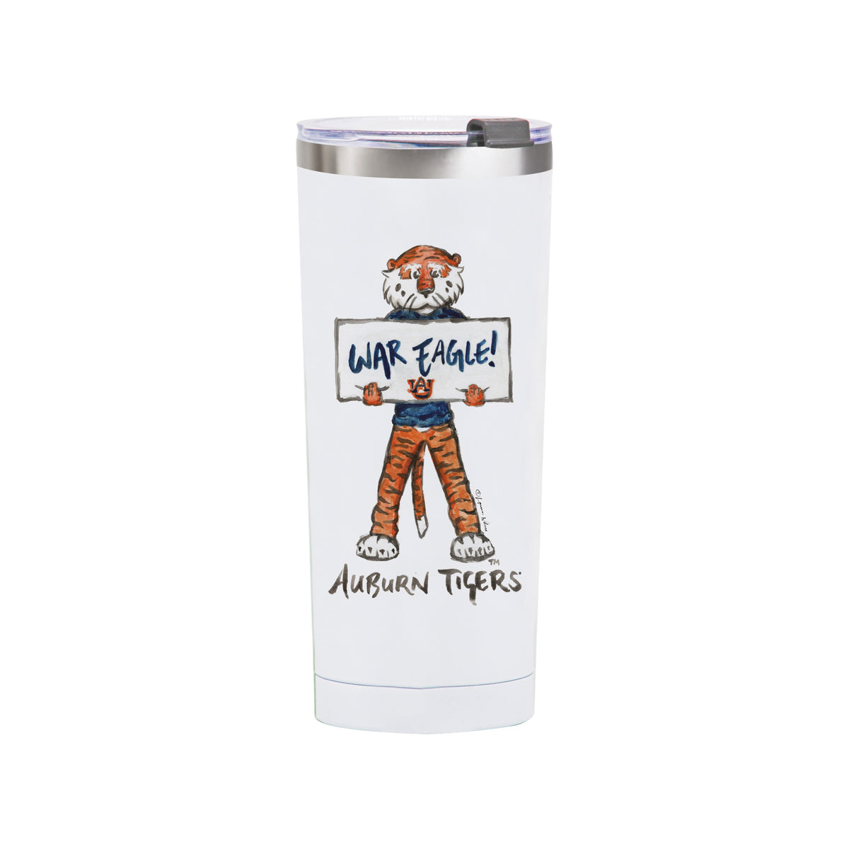 Auburn Tigers Mascot by Laura Wilcox 24oz Stainless Steel Tumbler