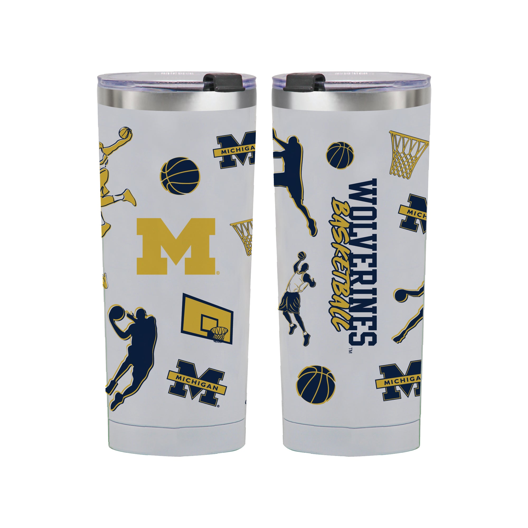 24oz Michigan Wolverines Basketball Sketch Tumbler