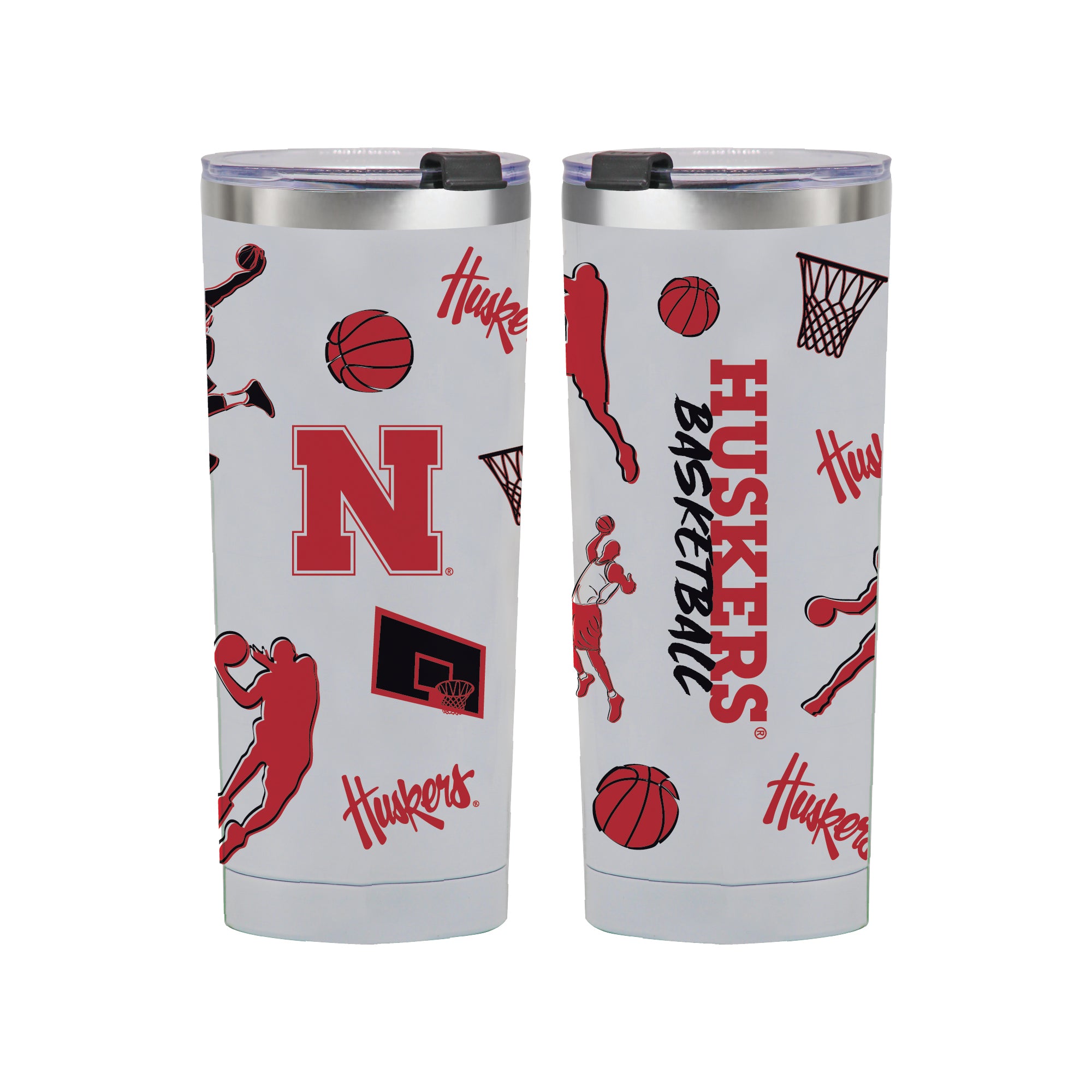 24oz Nebraska Cornhuskers Basketball Sketch Tumbler
