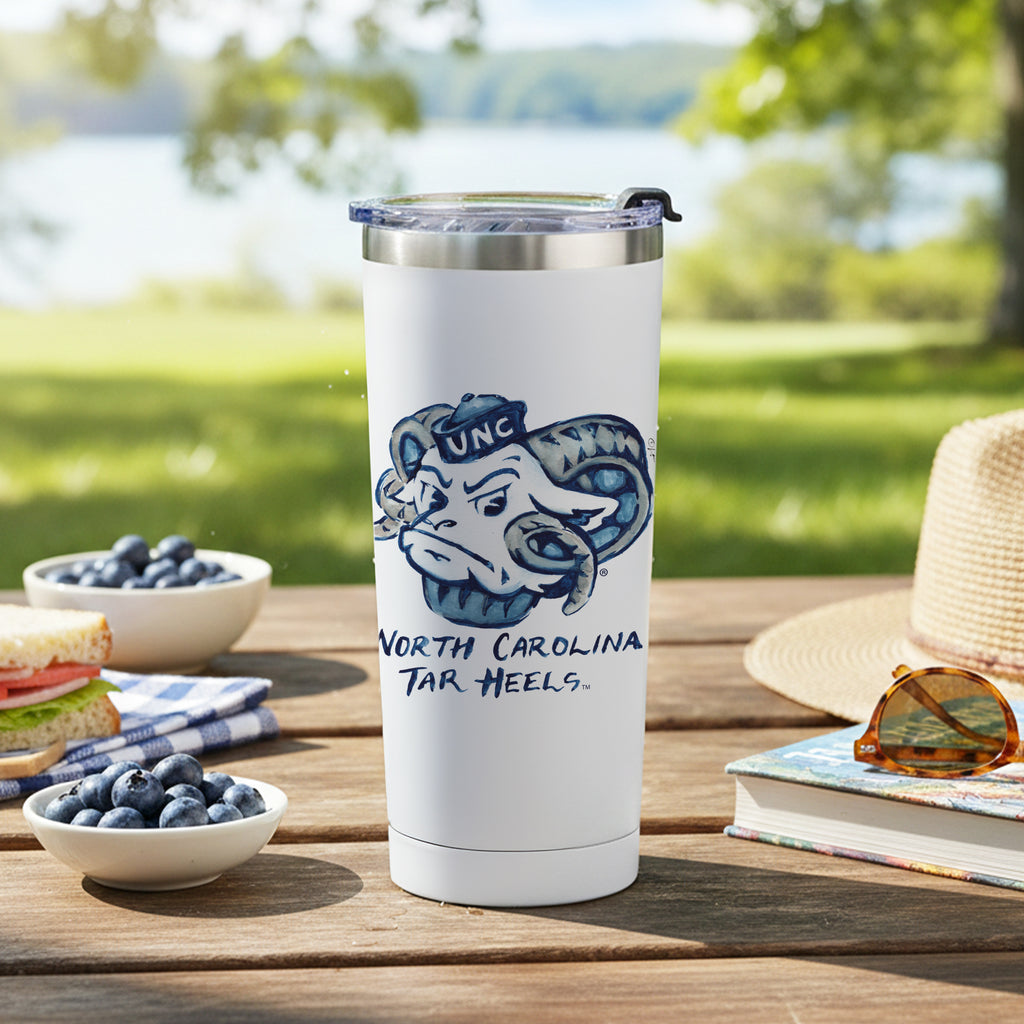 North Carolina Tar Heels Mascot by Laura Wilcox 24oz Stainless Steel Tumbler