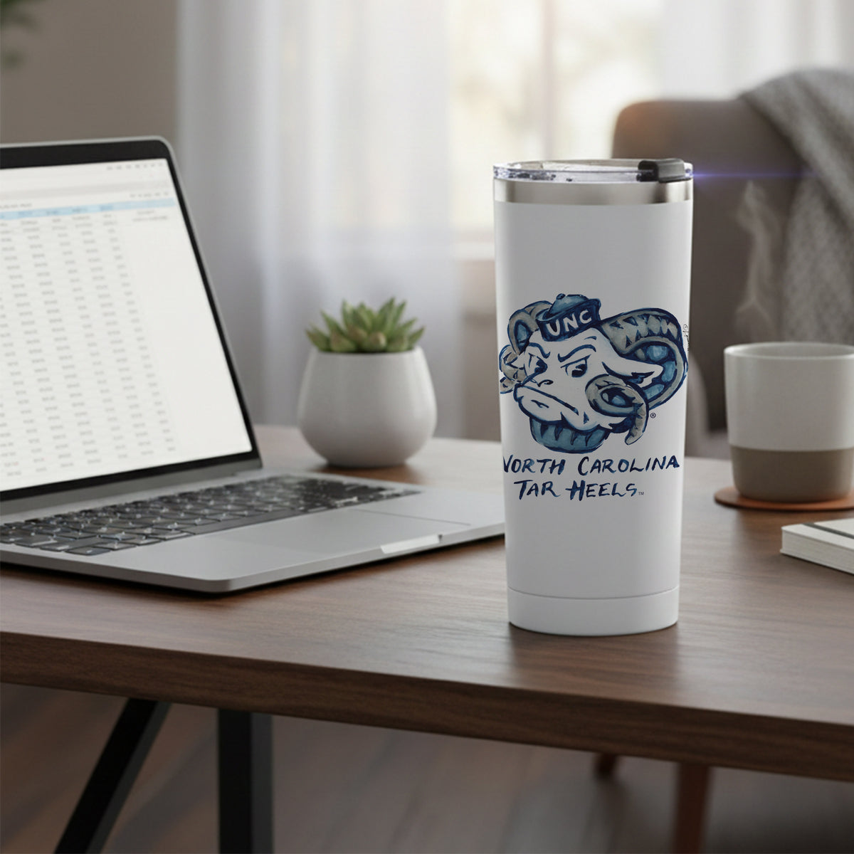 North Carolina Tar Heels Mascot by Laura Wilcox 24oz Stainless Steel Tumbler