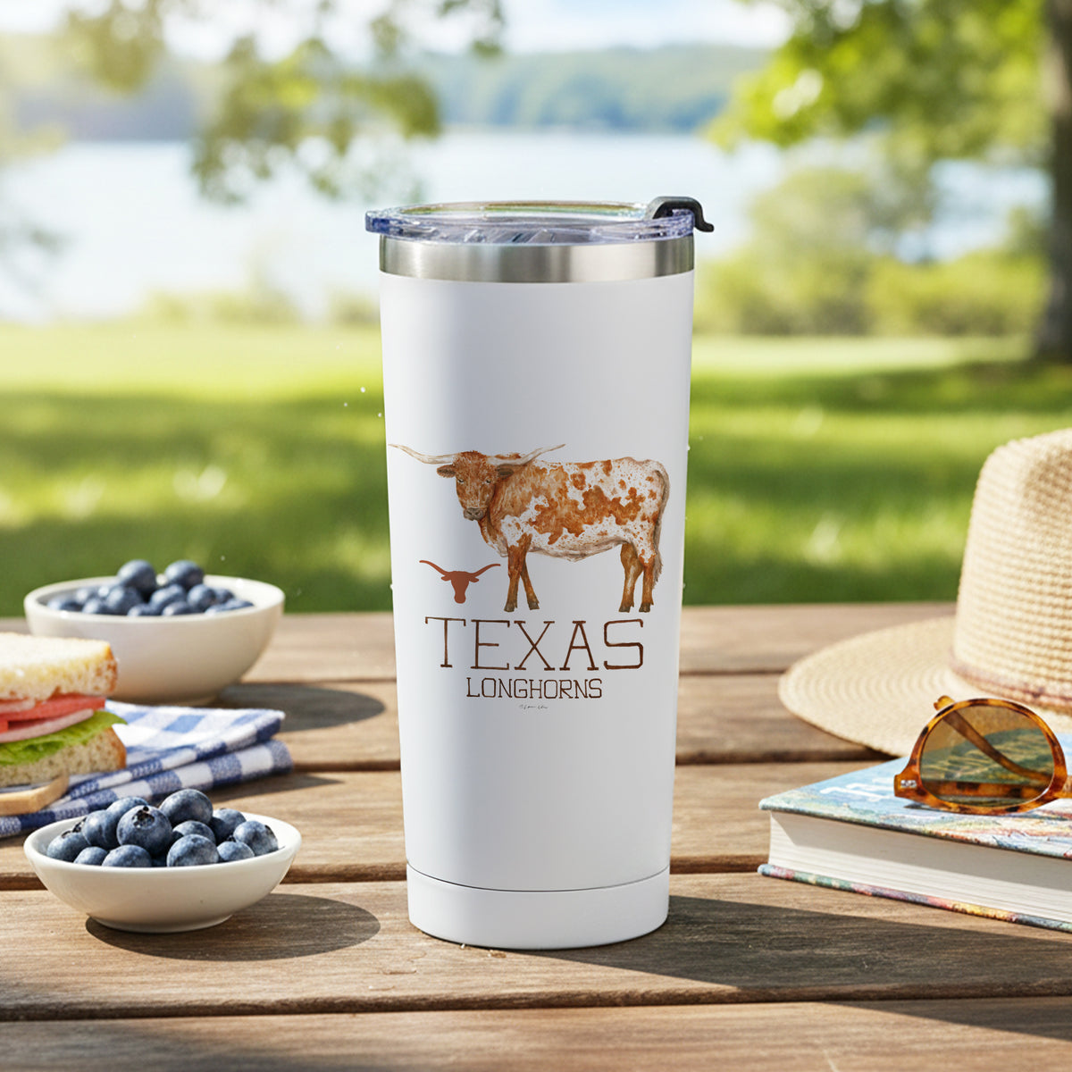 Texas Longhorns Mascot by Laura Wilcox 24oz Stainless Steel Tumbler
