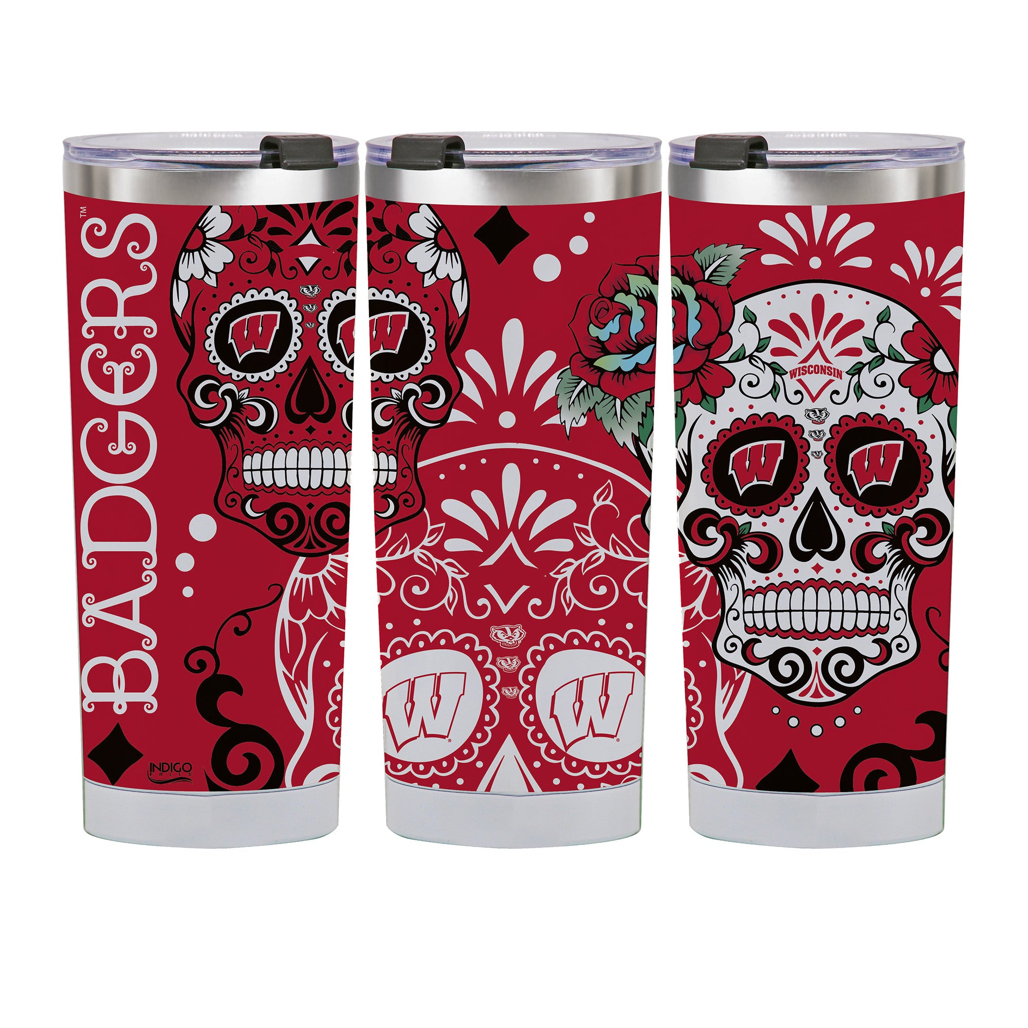 Wisconsin Badgers 24oz Dia de los Muertos Tumbler