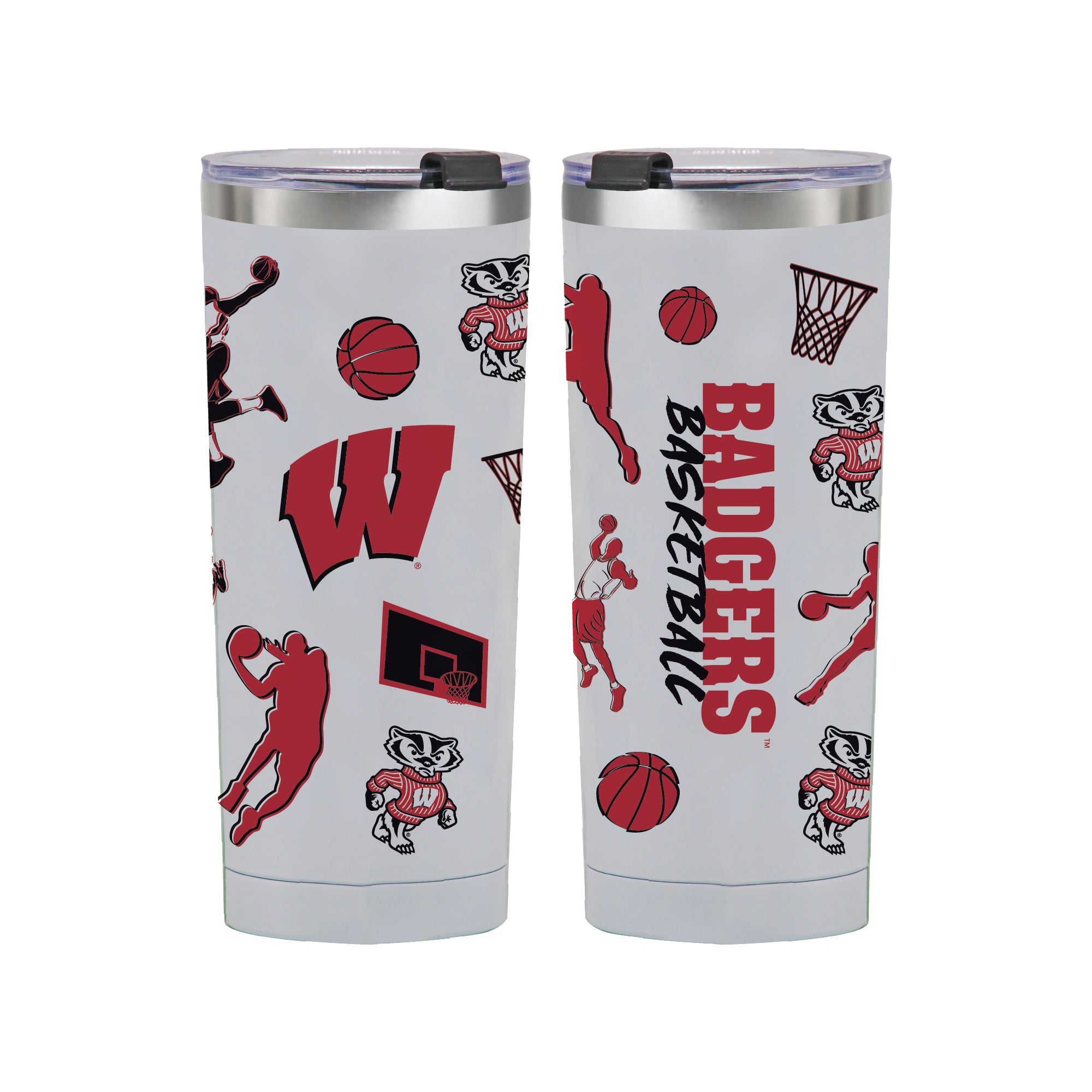 24oz Wisconsin Badgers Basketball Sketch Tumbler