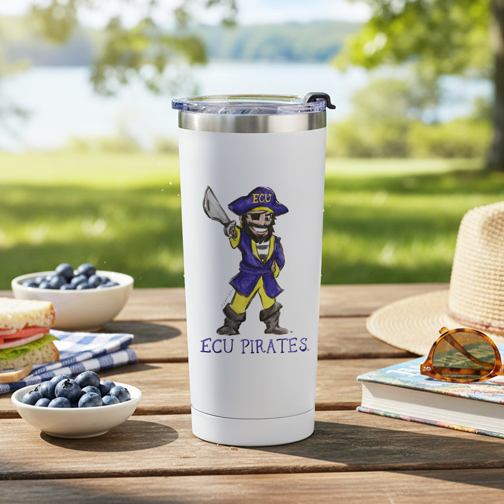 East Carolina Pirates Mascot by Laura Wilcox 24oz Stainless Steel Tumbler