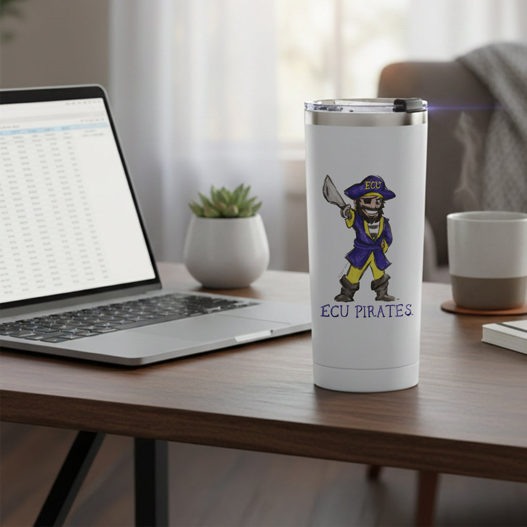 East Carolina Pirates Mascot by Laura Wilcox 24oz Stainless Steel Tumbler