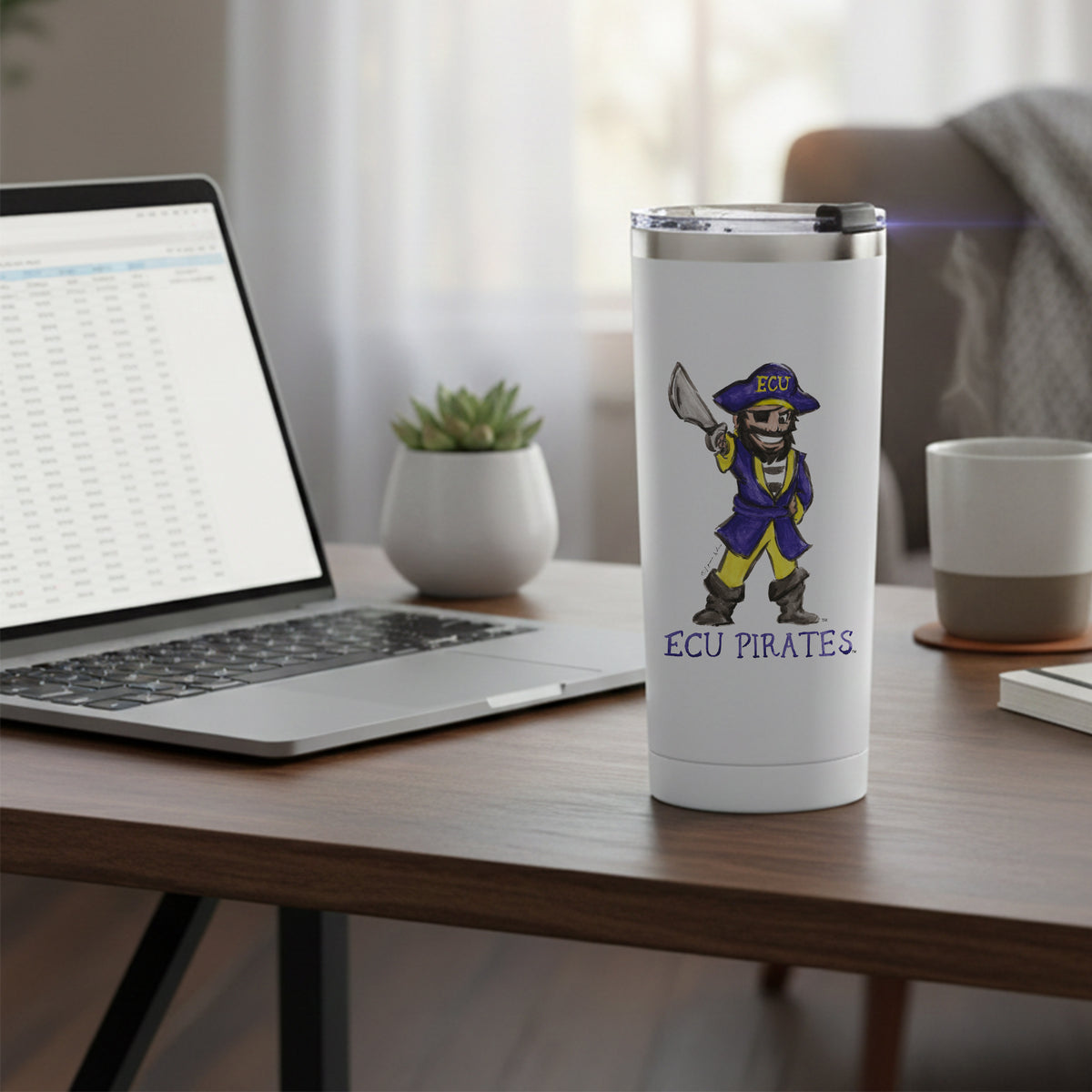 East Carolina Pirates Mascot by Laura Wilcox 24oz Stainless Steel Tumbler