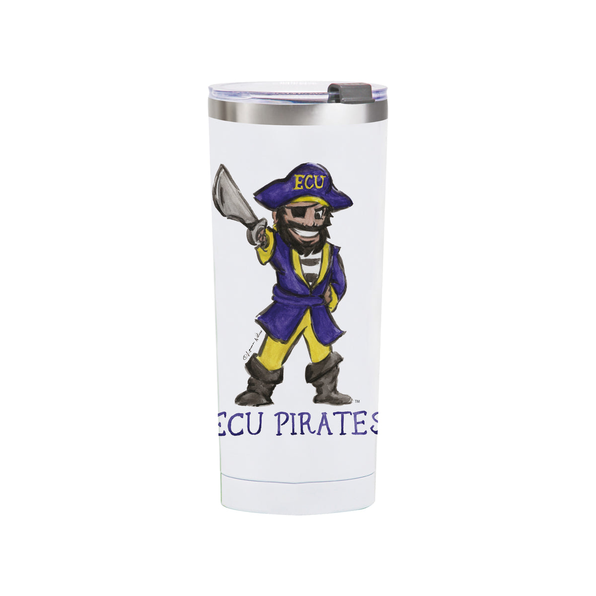 East Carolina Pirates Mascot by Laura Wilcox 24oz Stainless Steel Tumbler