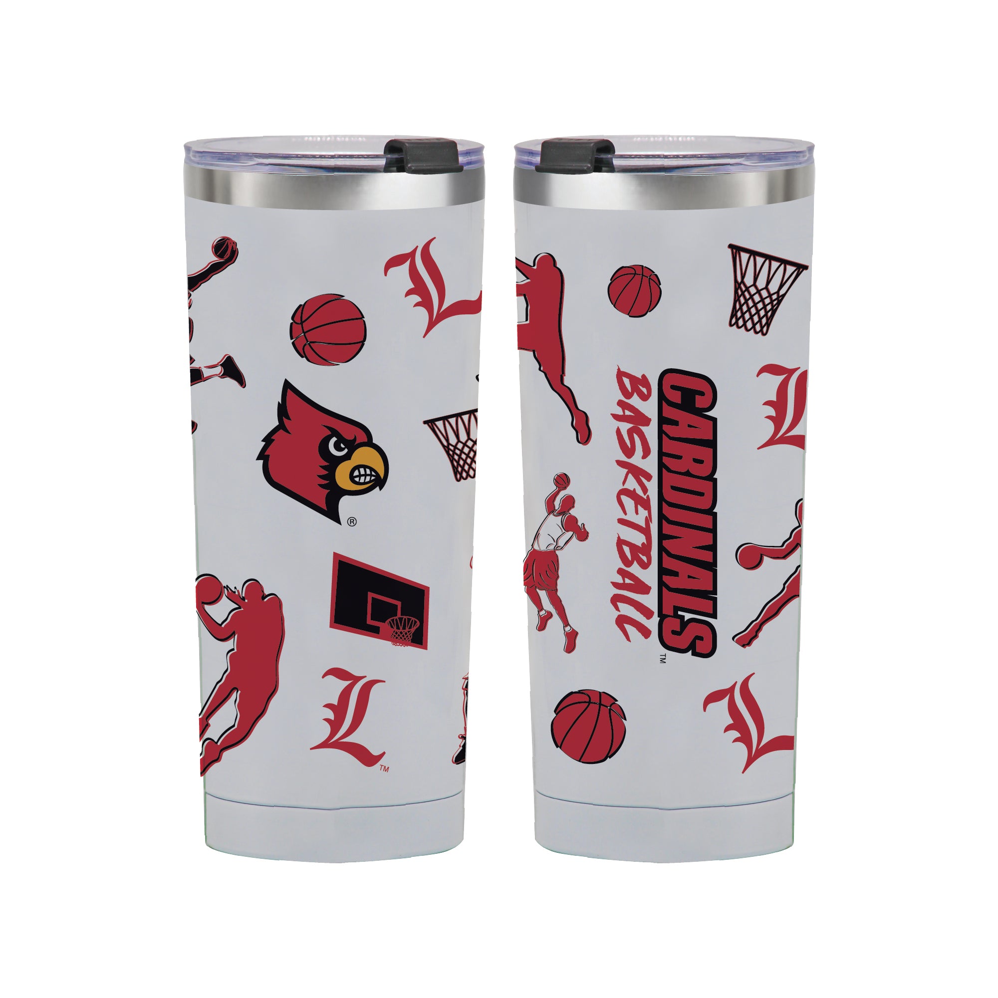 24oz Louisville Cardinals Basketball Sketch Tumbler