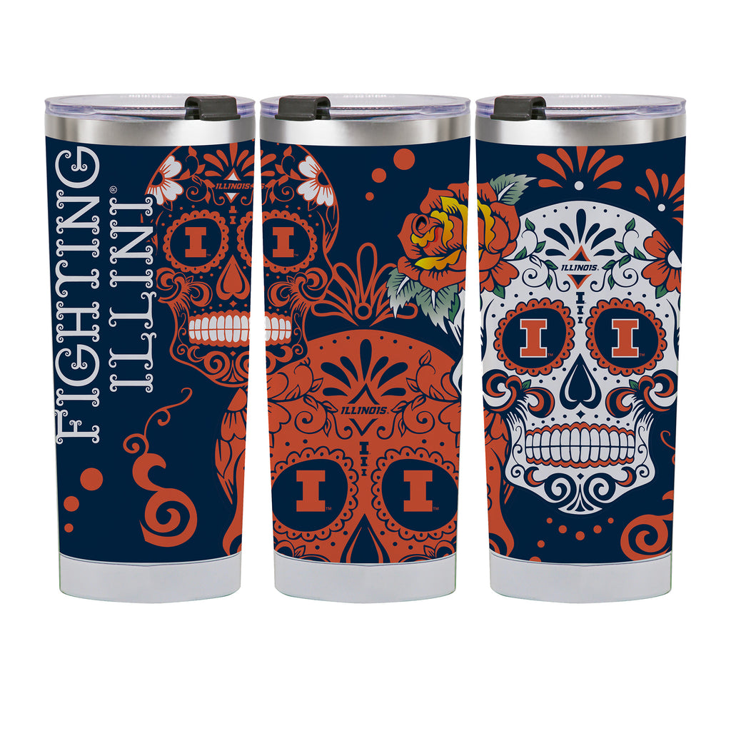 Illinois Fighting Illini 24oz Dia de los Muertos Tumbler