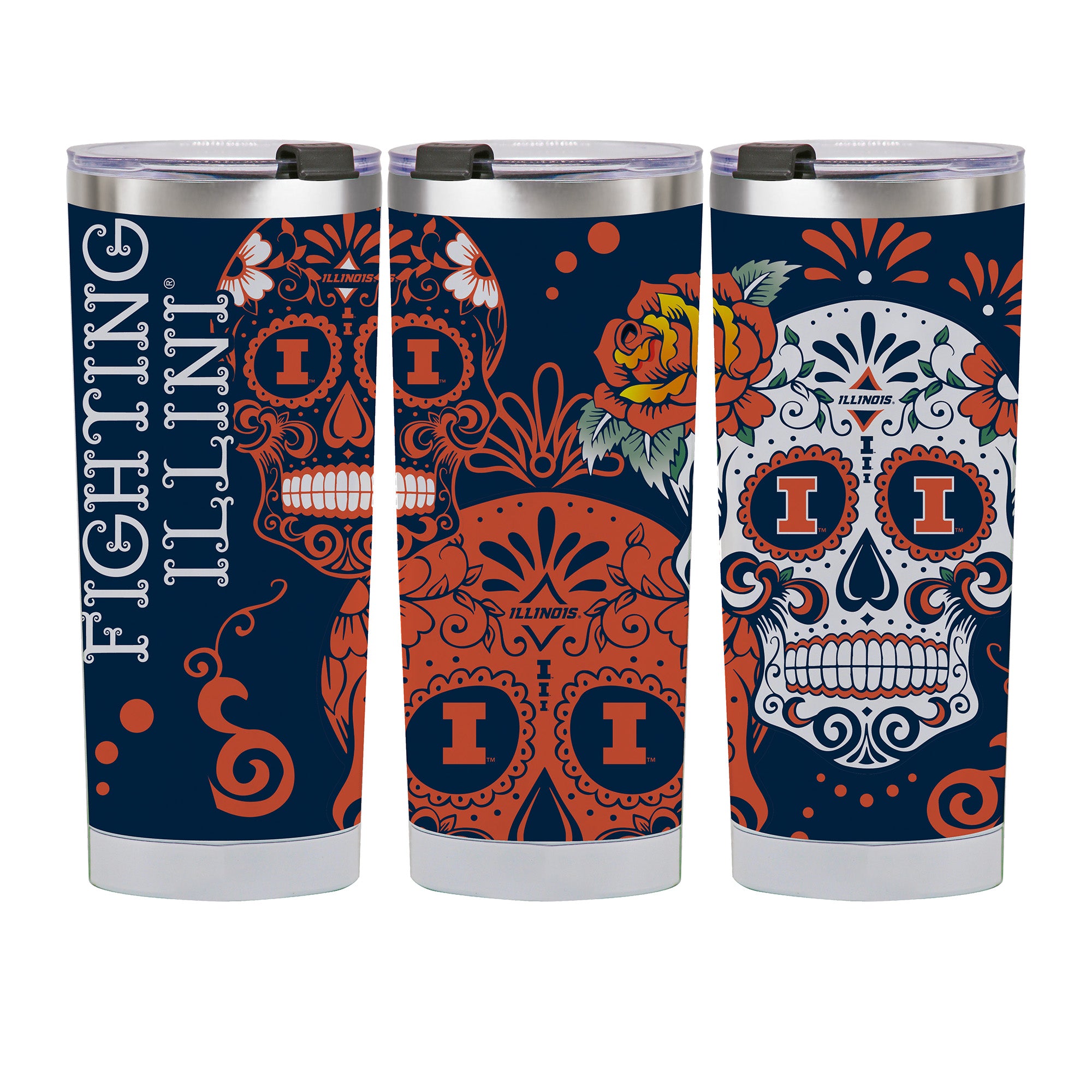 Illinois Fighting Illini 24oz Dia de los Muertos Tumbler