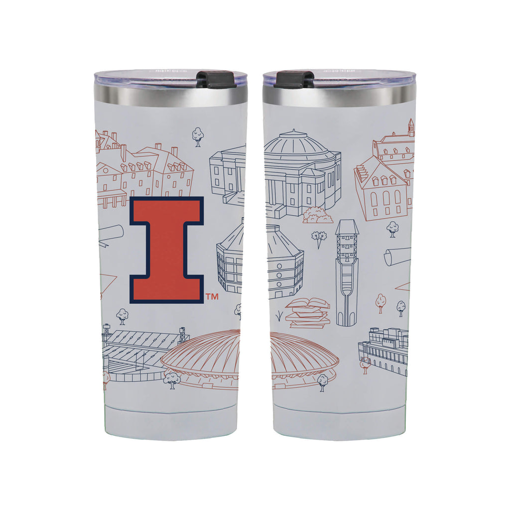 Illinois Fighting Illini 24oz Campus Line Art Tumbler