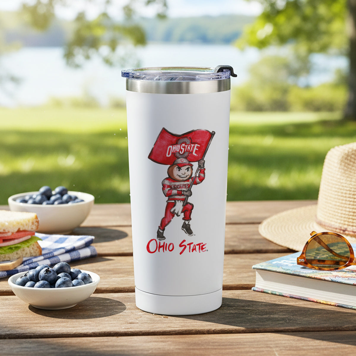 Ohio State Buckeyes Mascot by Laura Wilcox 24oz Stainless Steel Tumbler