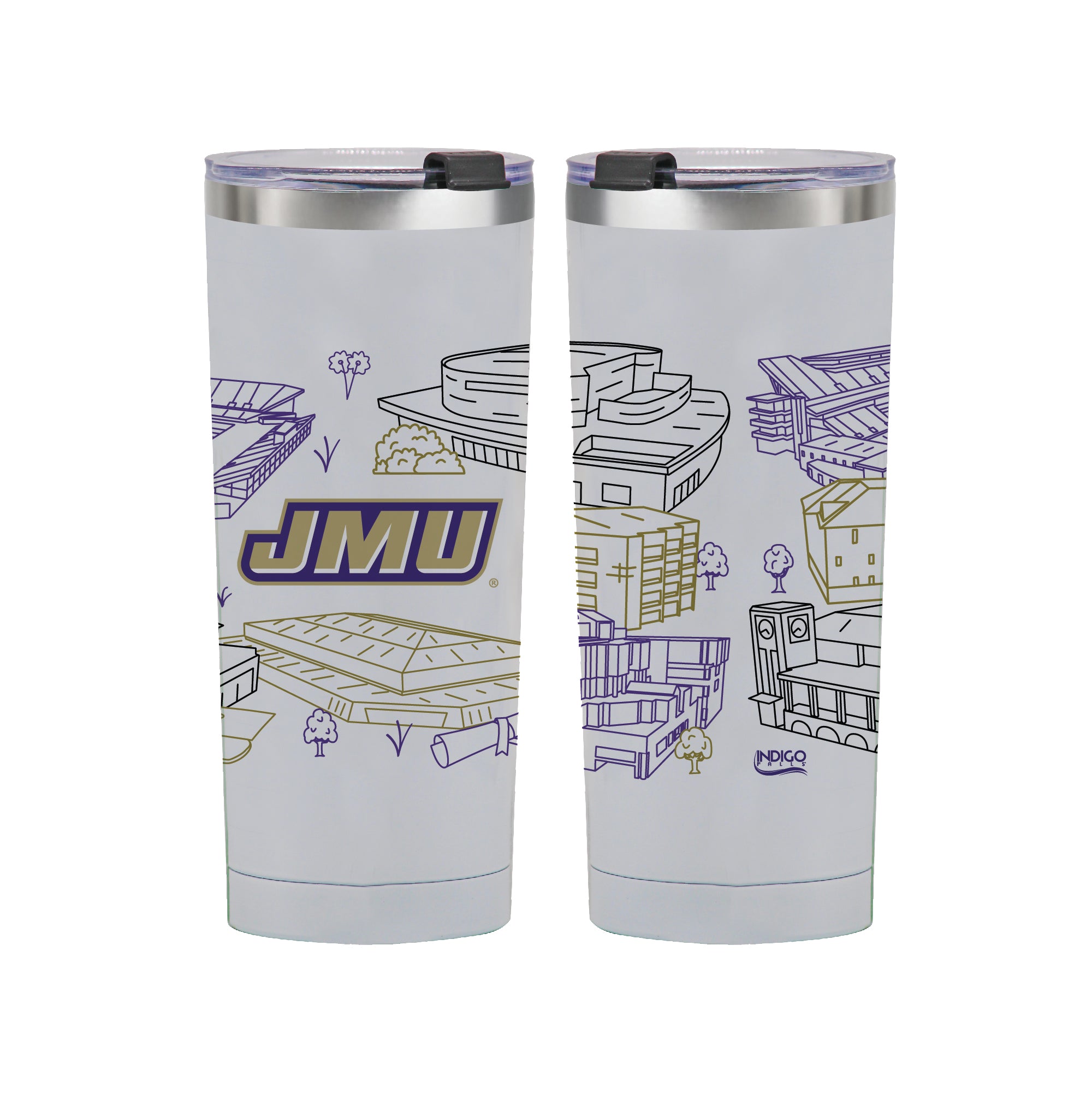 James Madison Dukes 24oz Campus Line Art Tumbler