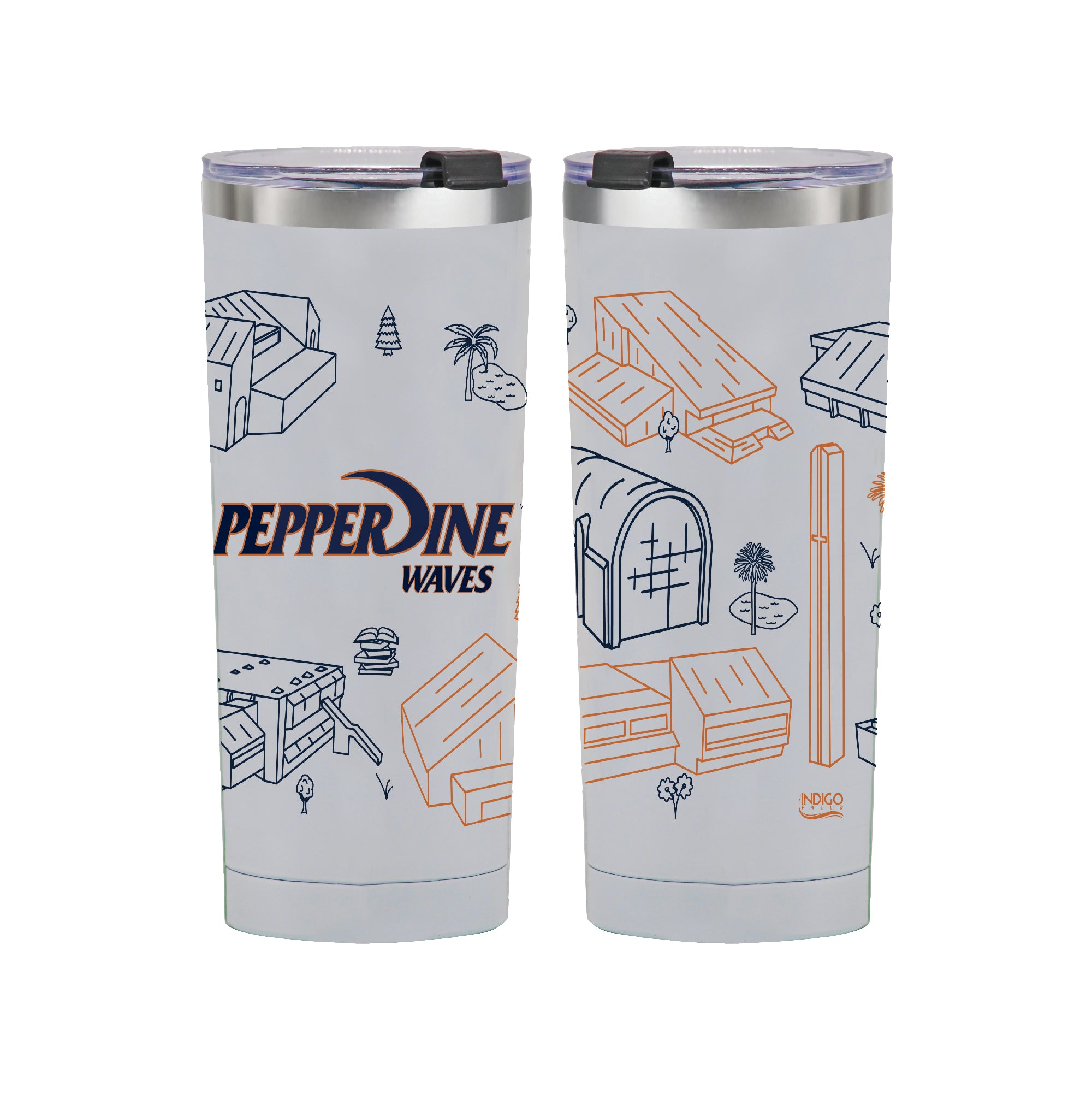 Pepperdine Waves 24oz Campus Line Art Tumbler