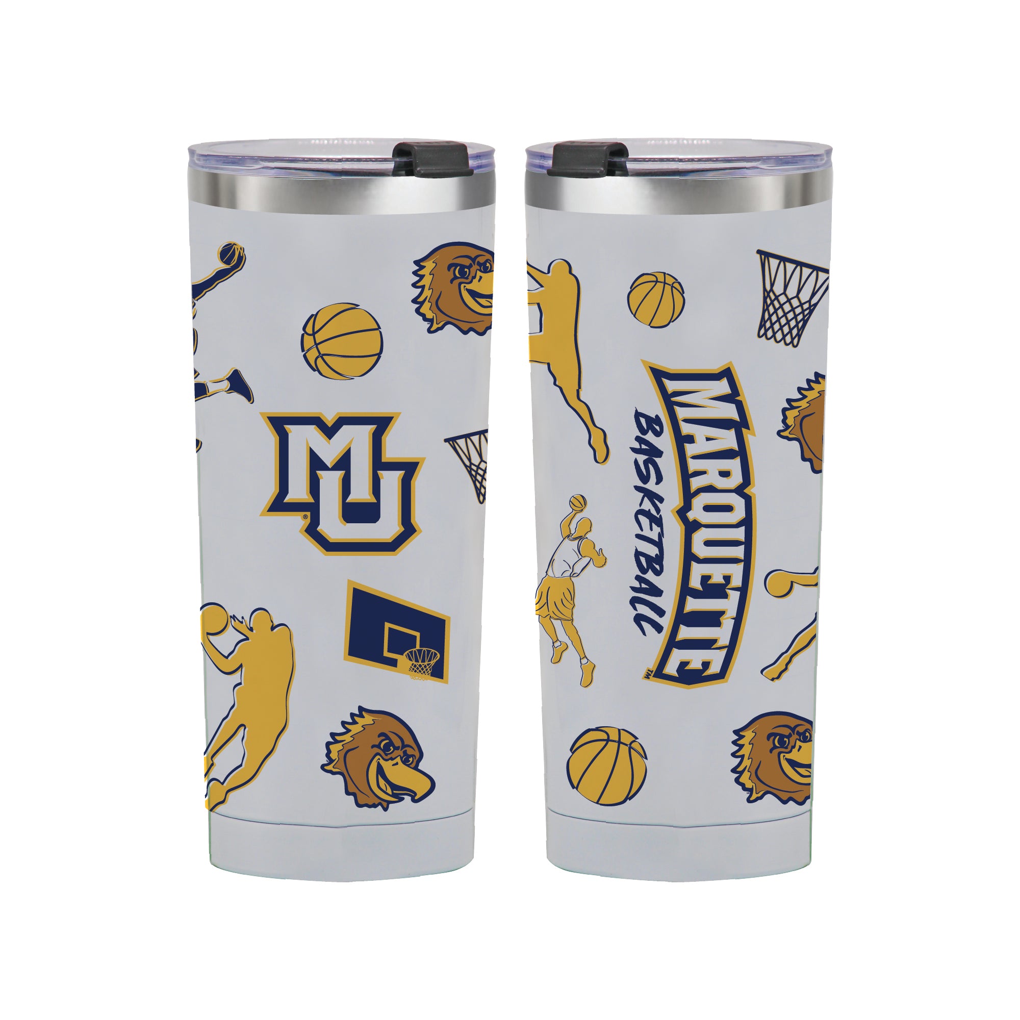 24oz Marquette Golden Eagles Basketball Sketch Tumbler