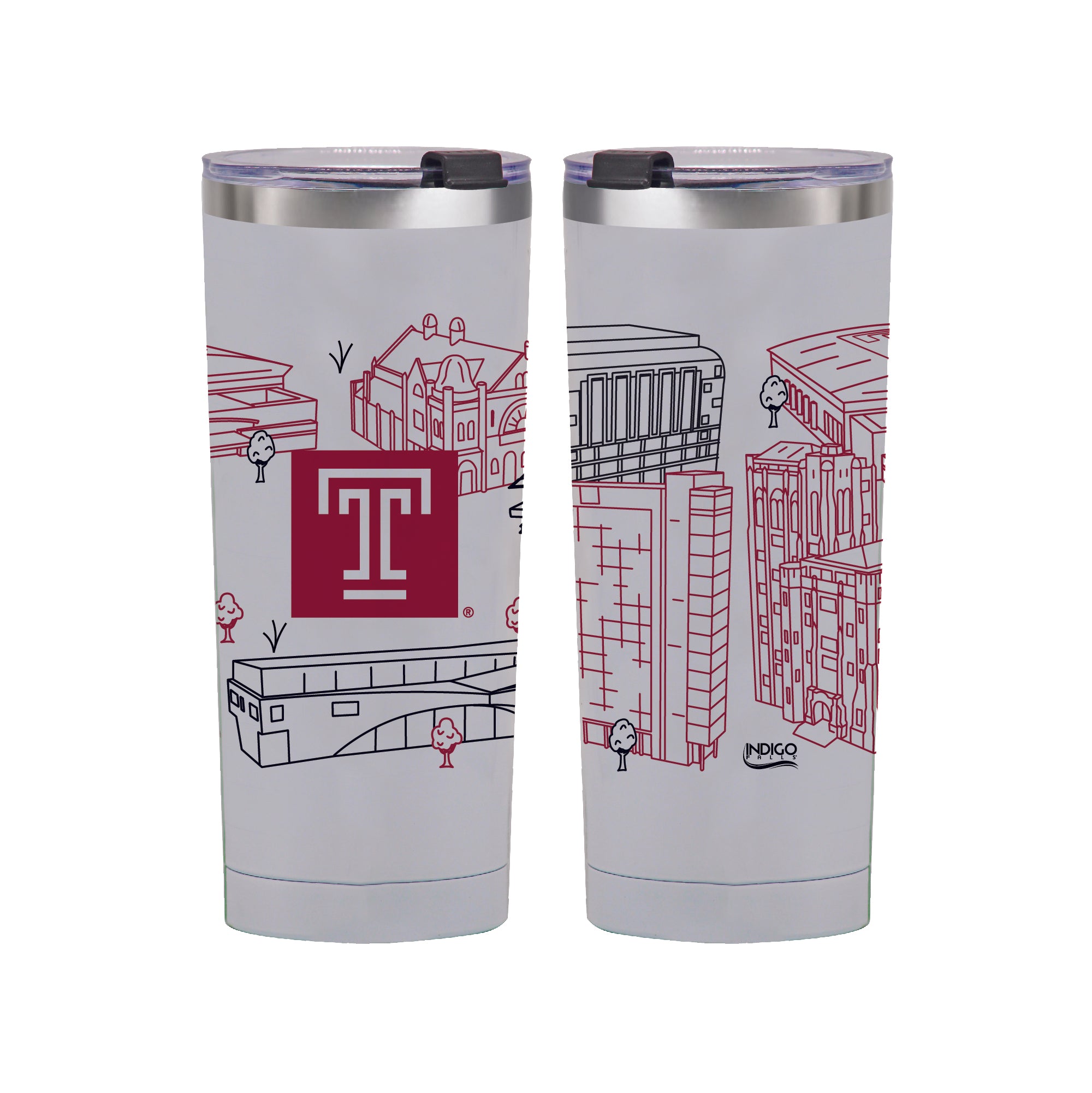 Temple Owls 24oz Campus Line Art Tumbler