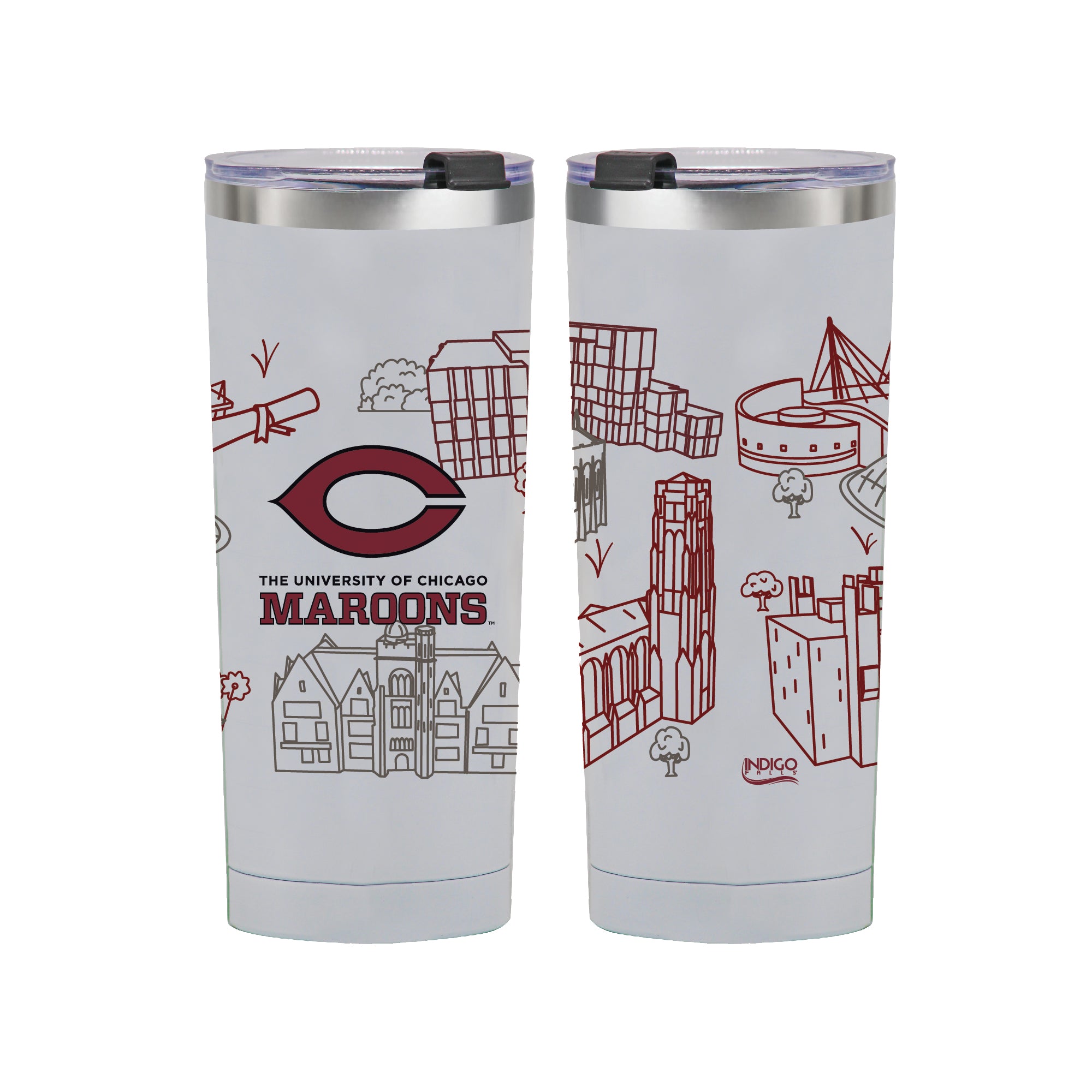 Chicago University 24oz Campus Line Art Tumbler