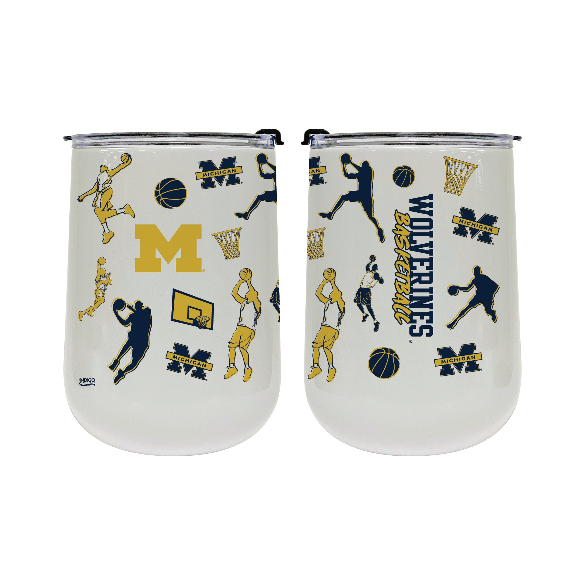 18oz Michigan Wolverines Basketball Sketch Stainless Tumbler