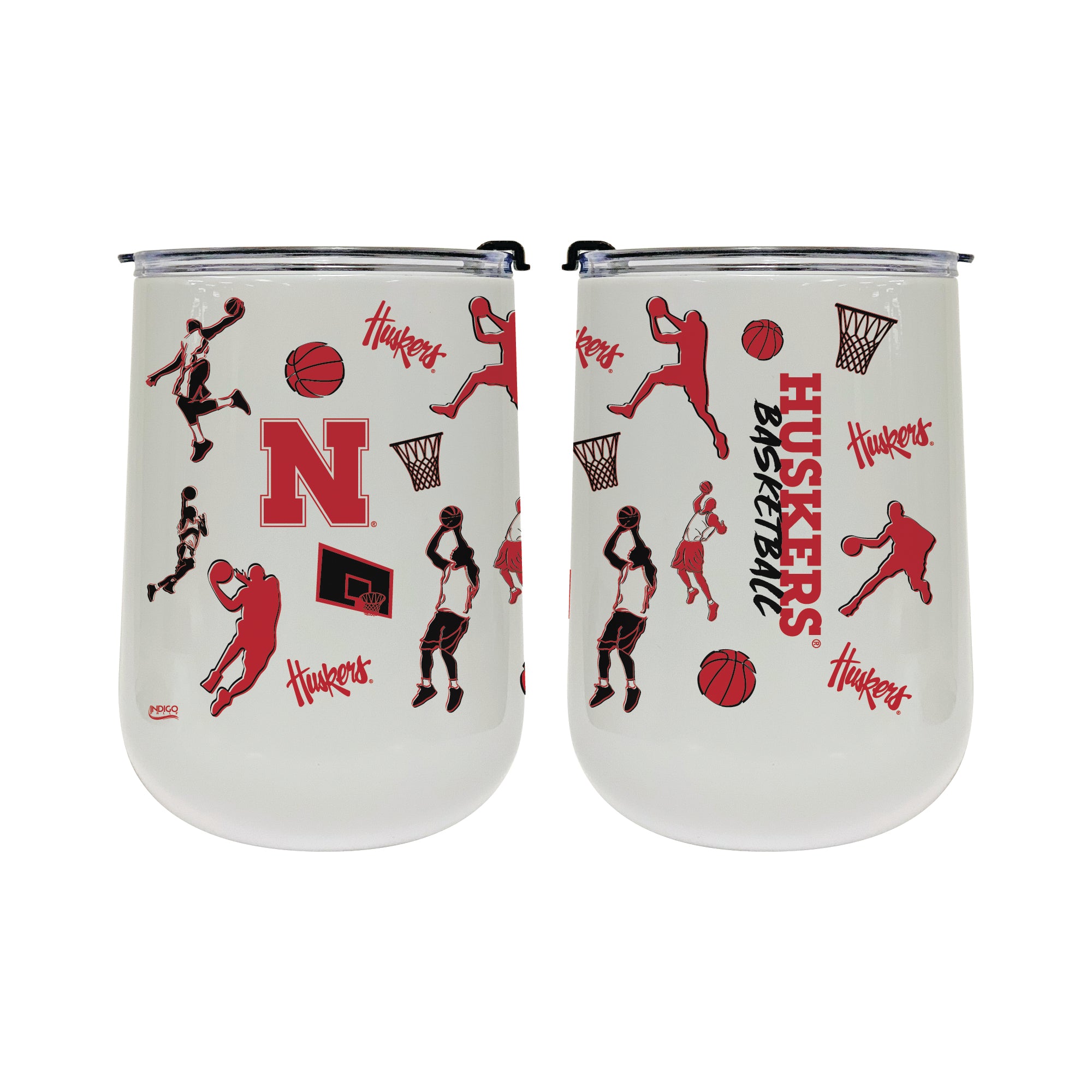 18oz Nebraska Cornhuskers Basketball Sketch Stainless Tumbler