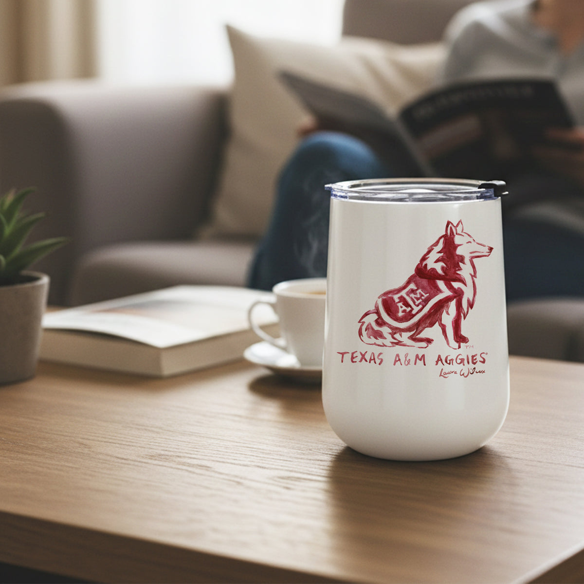 Texas A&M Aggies Mascot by Laura Wilcox 18oz Tumbler