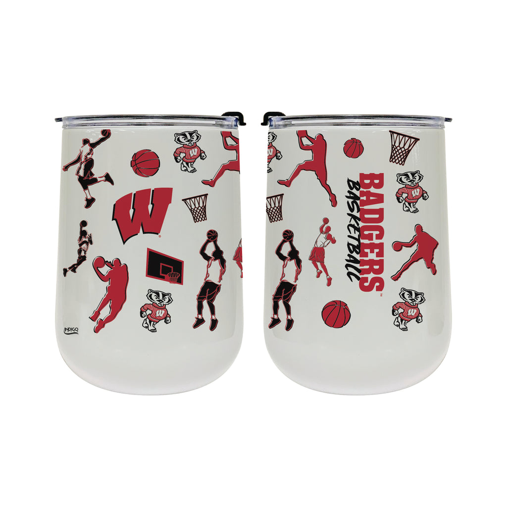 18oz Wisconsin Badgers Basketball Sketch Stainless Tumbler