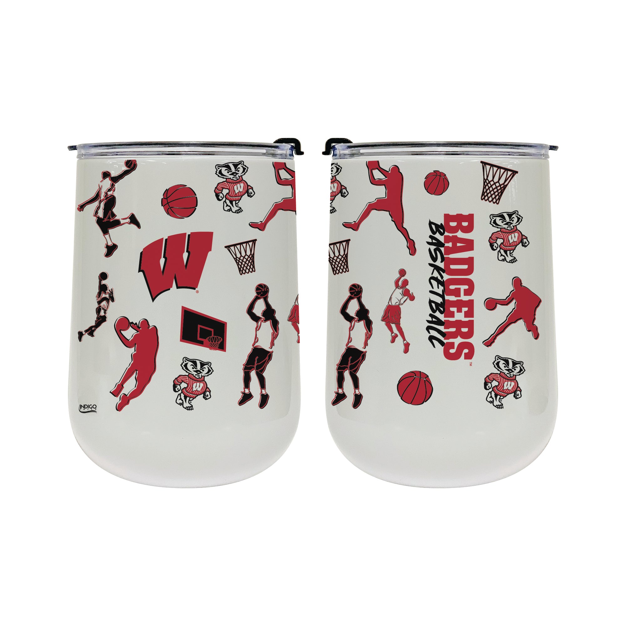 18oz Wisconsin Badgers Basketball Sketch Stainless Tumbler