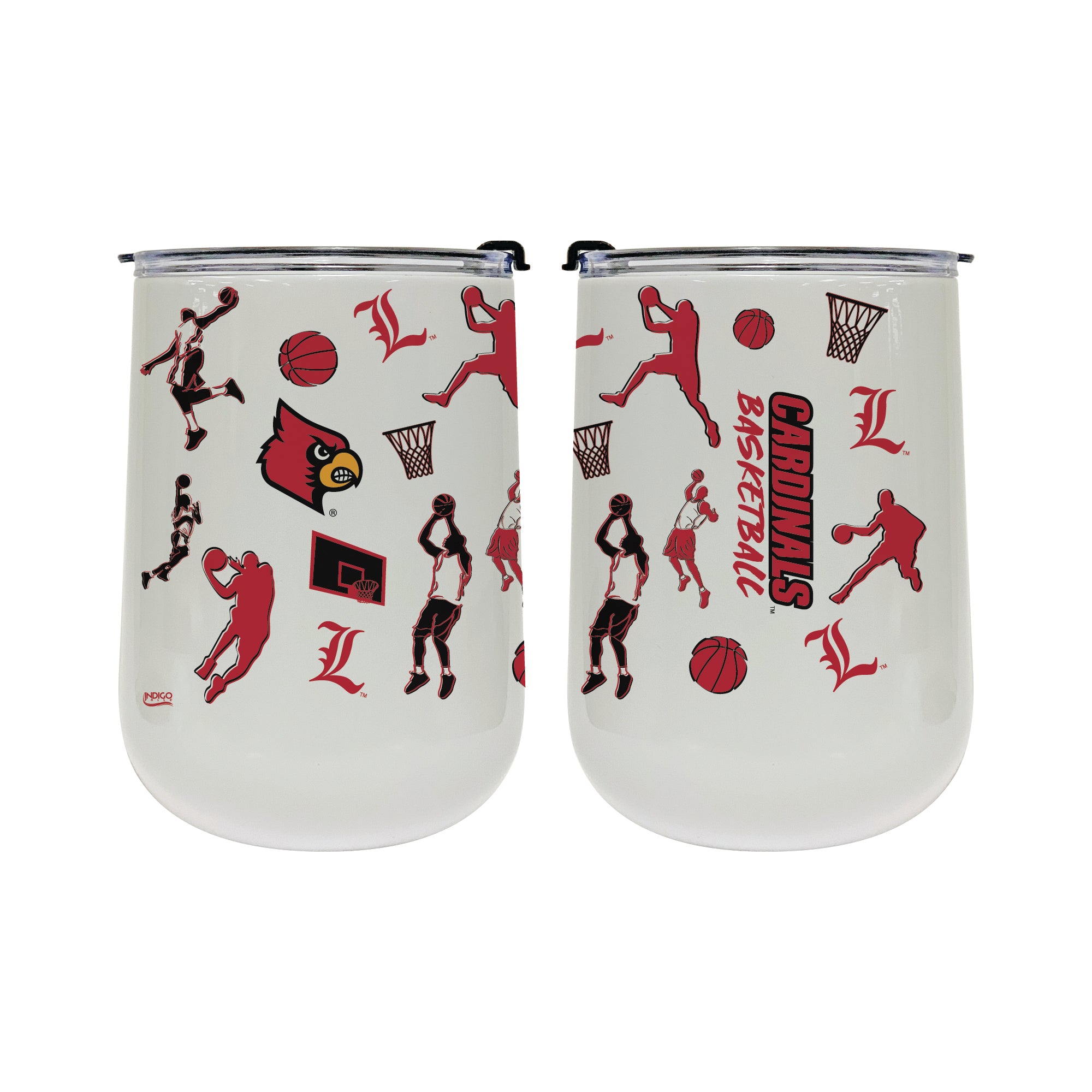 18oz Louisville Cardinals Basketball Sketch Stainless Tumbler