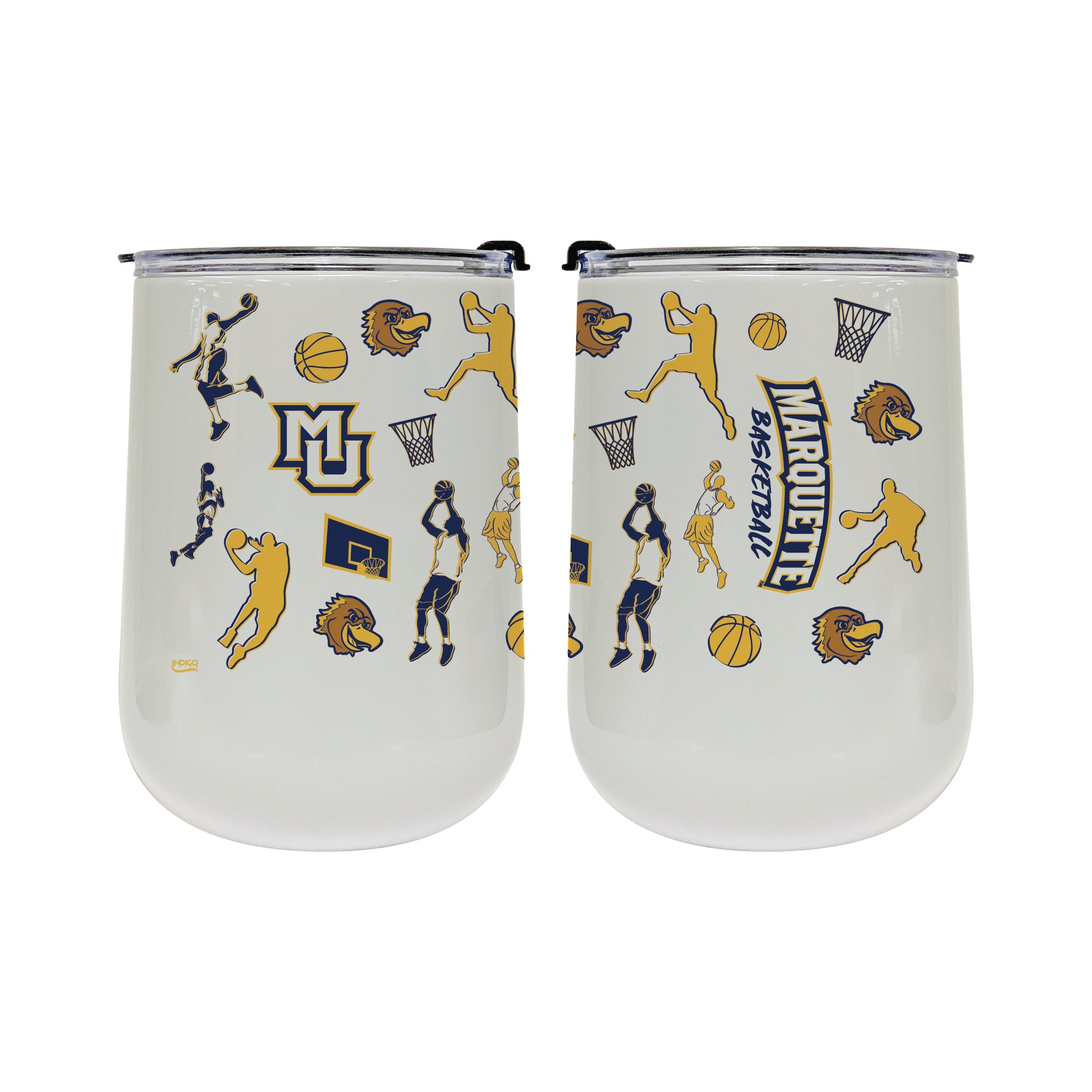 18oz Marquette Golden Eagles Basketball Sketch Stainless Tumbler