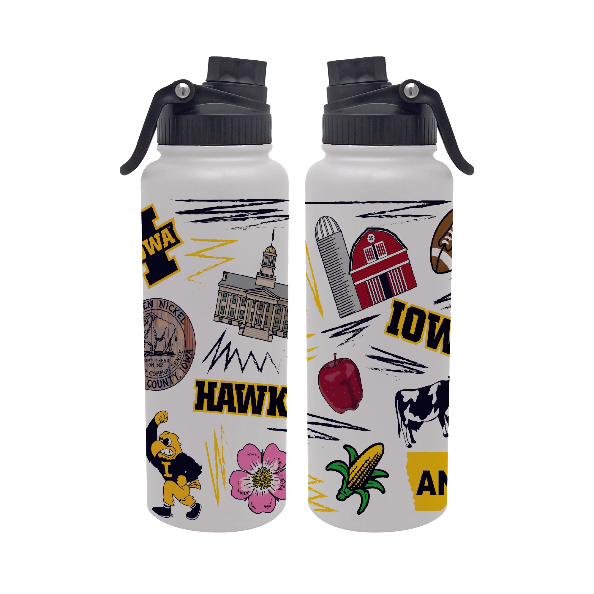 34oz Iowa Hawkeyes Local Aqua Bottle