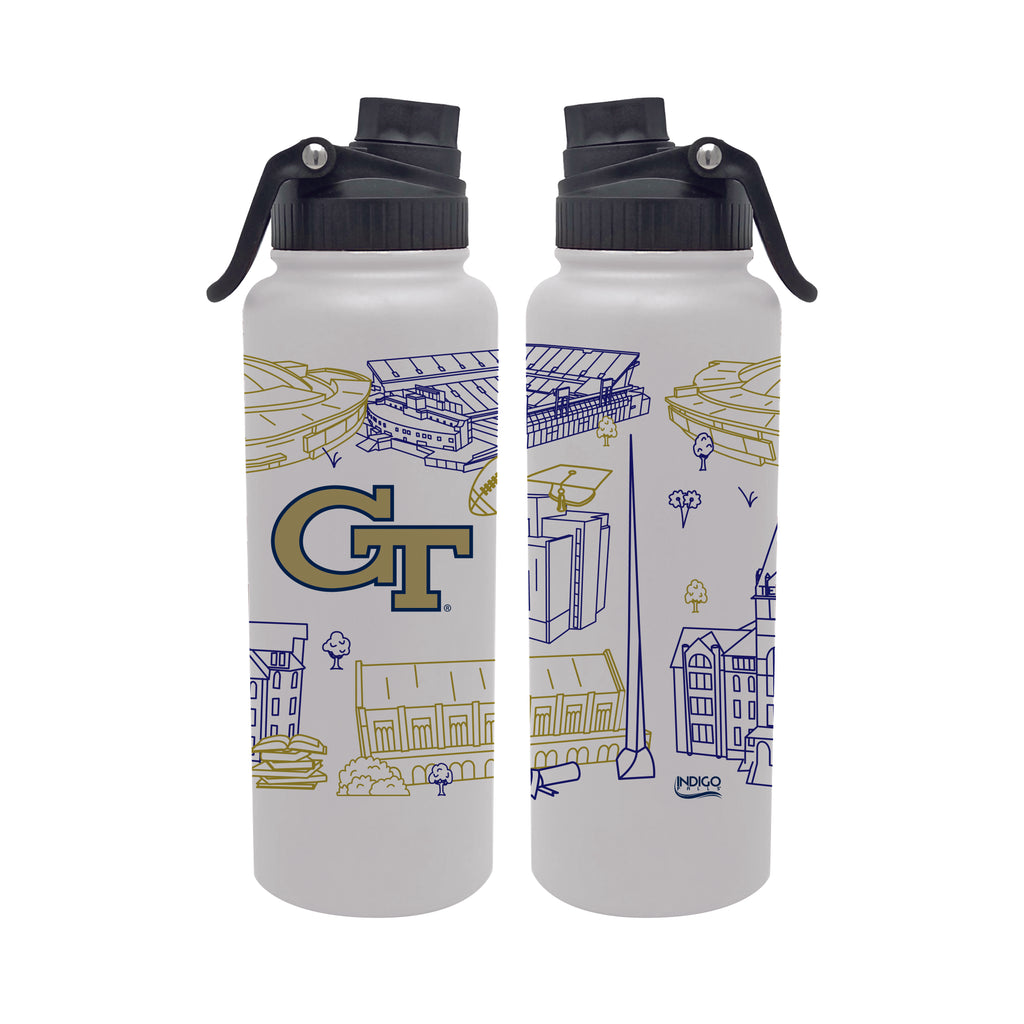 Georgia Tech Yellow Jackets 34oz Campus Line Art Aqua Bottle