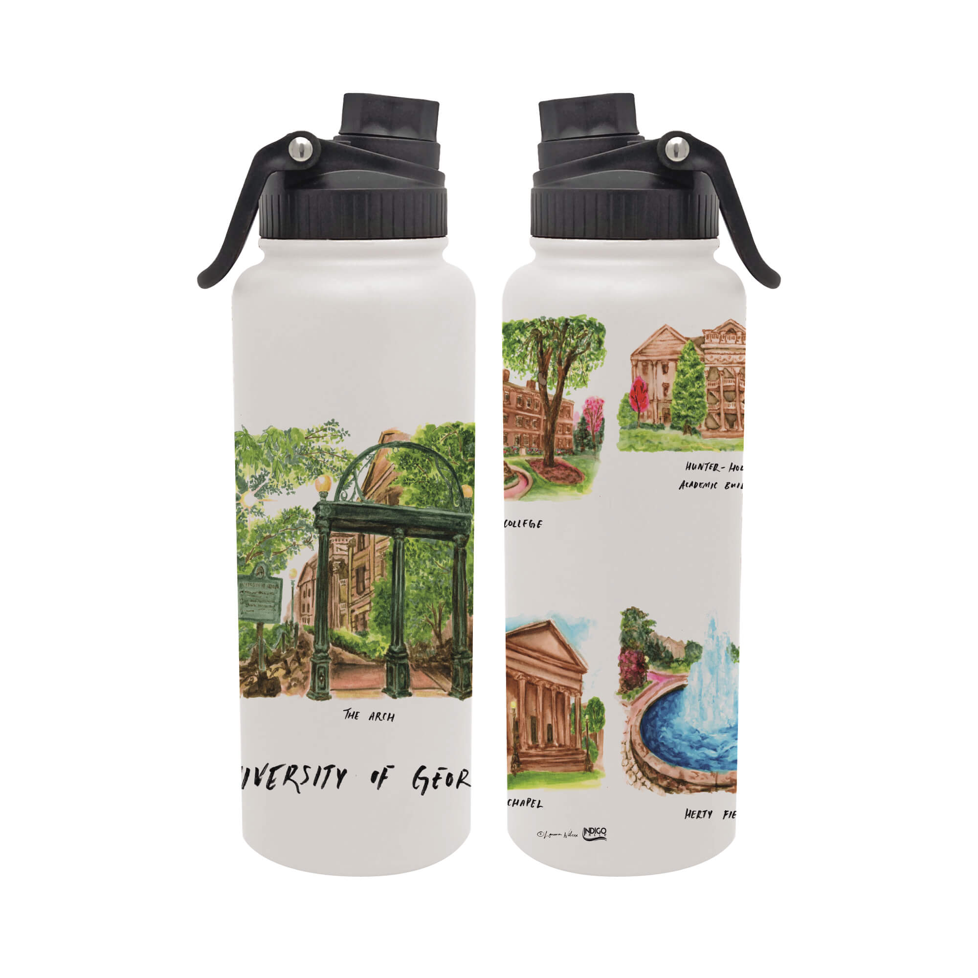 Georgia Bulldogs 34oz Aqua Bottle by Laura Wilcox