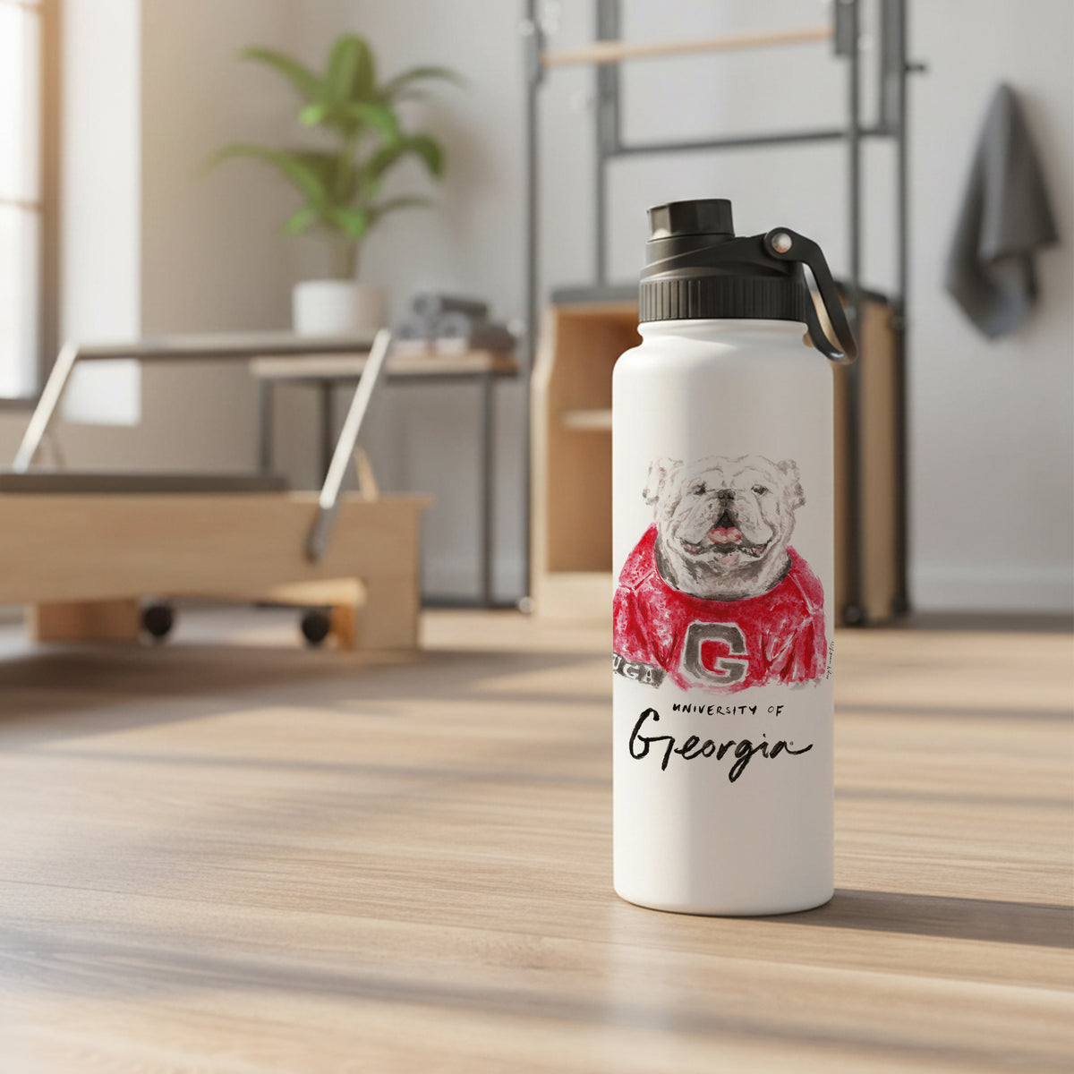 Georgia Bulldogs Mascot by Laura Wilcox 34oz Aqua Bottle