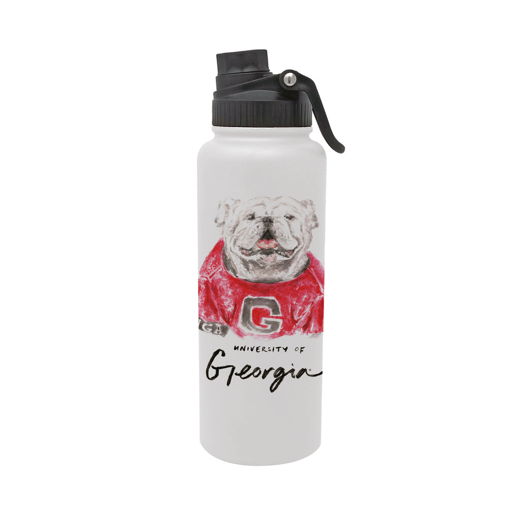 Georgia Bulldogs Mascot by Laura Wilcox 34oz Aqua Bottle