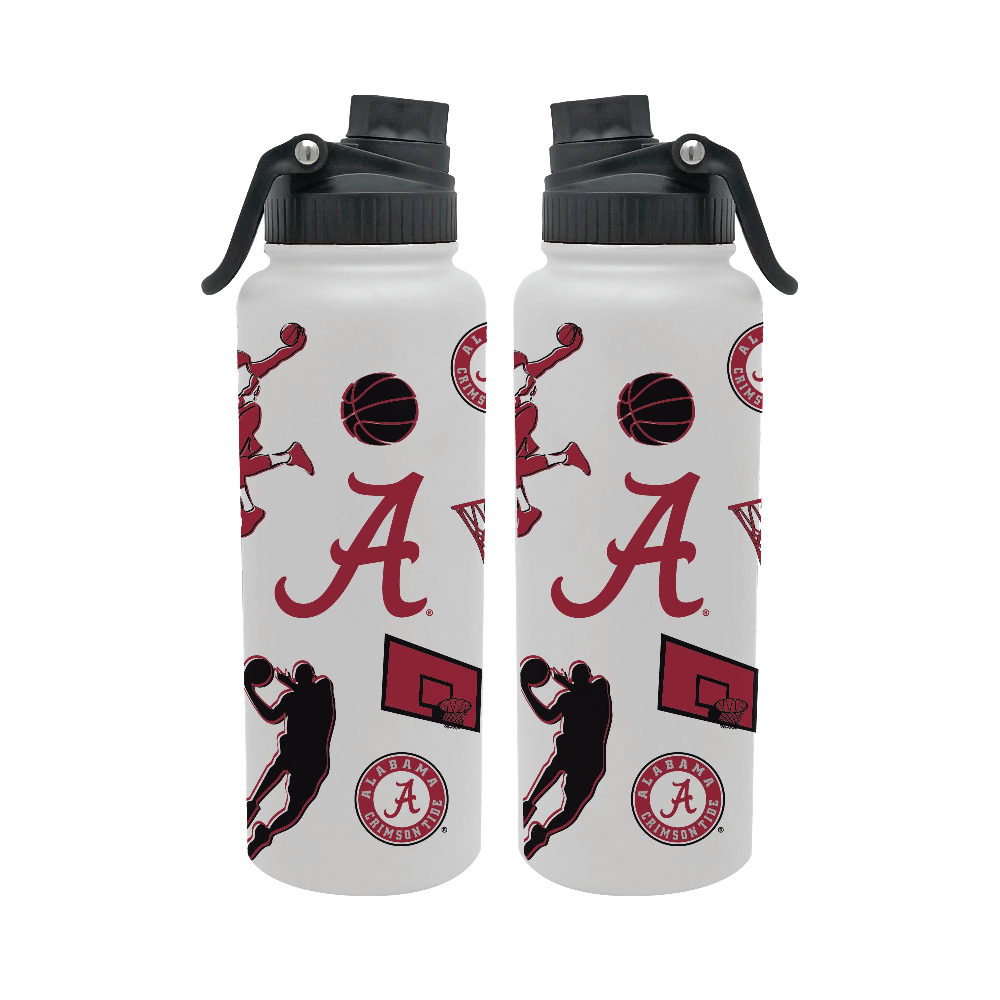34oz Alabama Crimson Tide Basketball Sketch Aqua Bottle