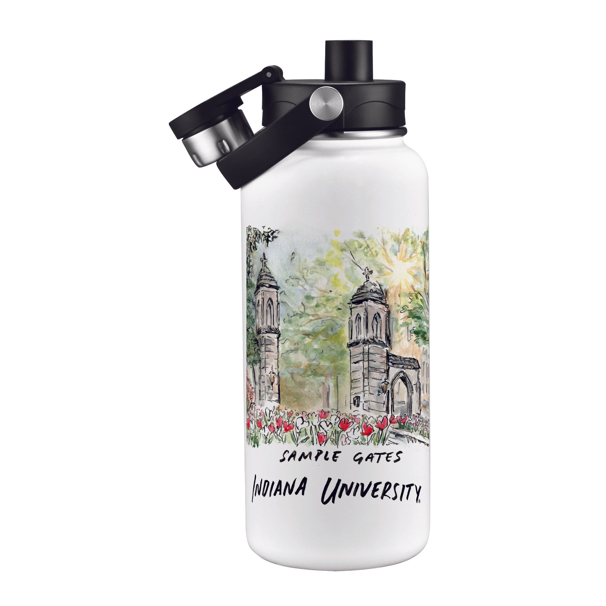 Indiana Hoosiers 34oz Aqua Bottle by Laura Wilcox