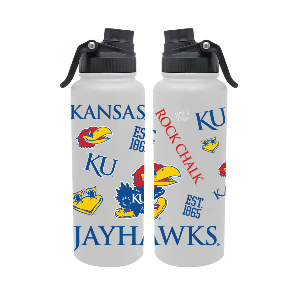 Kansas Jayhawks 34oz Stainless Steel Medley Aqua Bottle