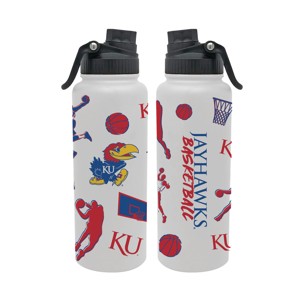 34oz Kansas Jayhawks Basketball Sketch Aqua Bottle