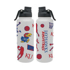 34oz Kansas Jayhawks Basketball Sketch Aqua Bottle