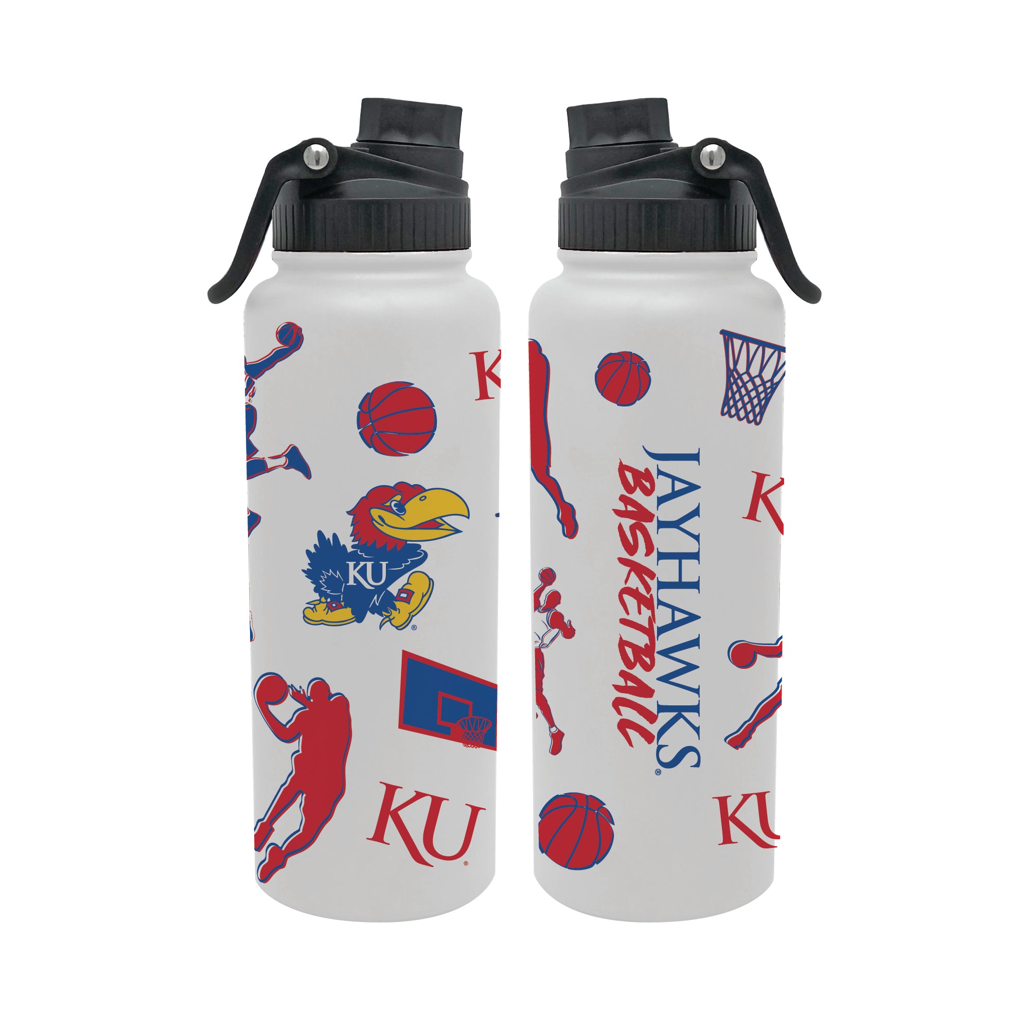 34oz Kansas Jayhawks Basketball Sketch Aqua Bottle