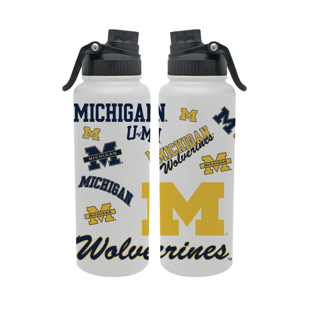 Michigan Wolverines 34oz Stainless Steel Medley Aqua Bottle