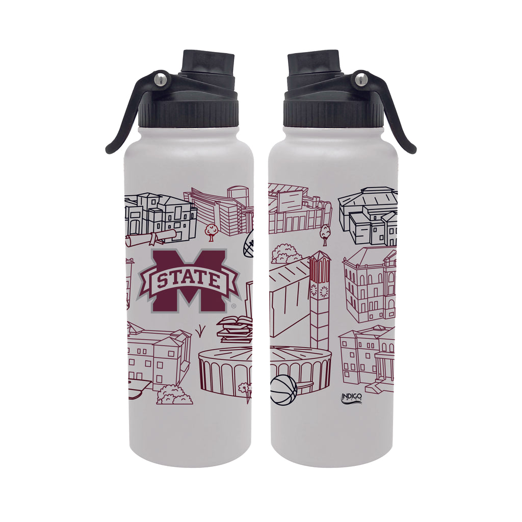 Mississippi State Bulldogs 34oz Campus Line Art Aqua Bottle
