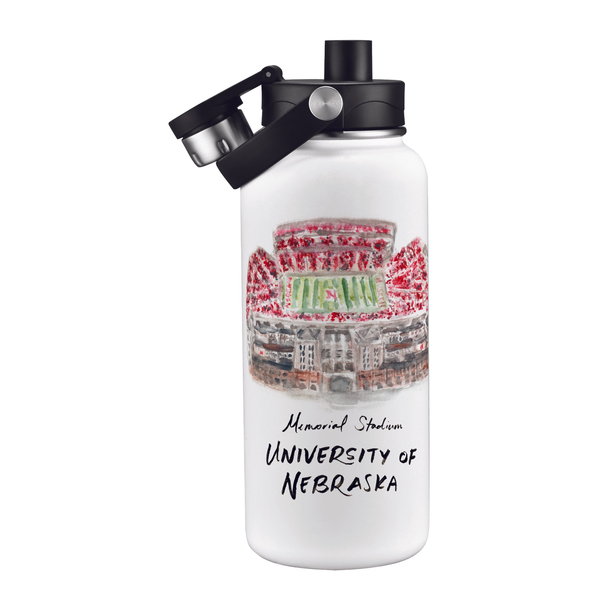 Nebraska Cornhuskers 34oz Aqua Bottle by Laura Wilcox