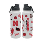 34oz Nebraska Cornhuskers Basketball Sketch Aqua Bottle