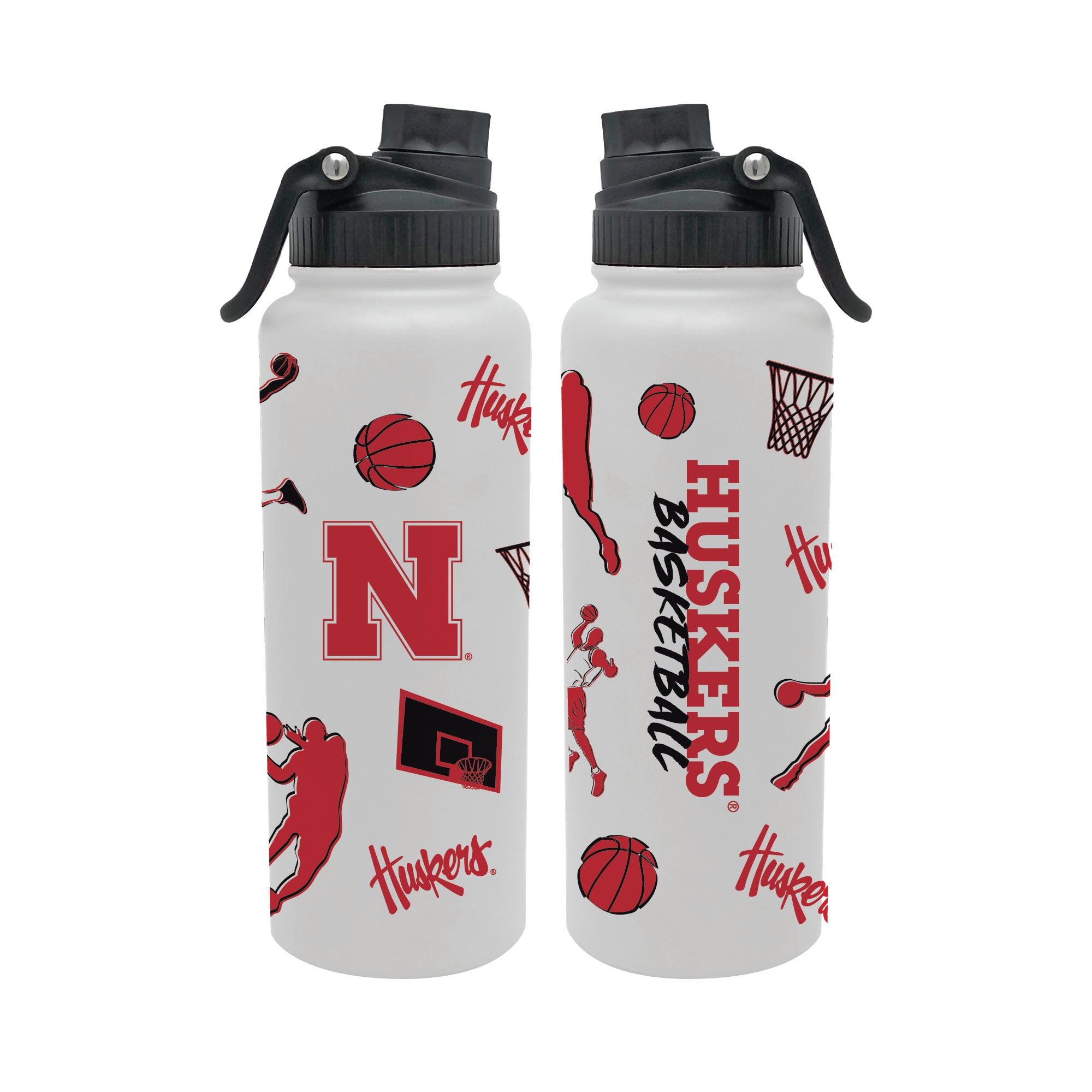 34oz Nebraska Cornhuskers Basketball Sketch Aqua Bottle