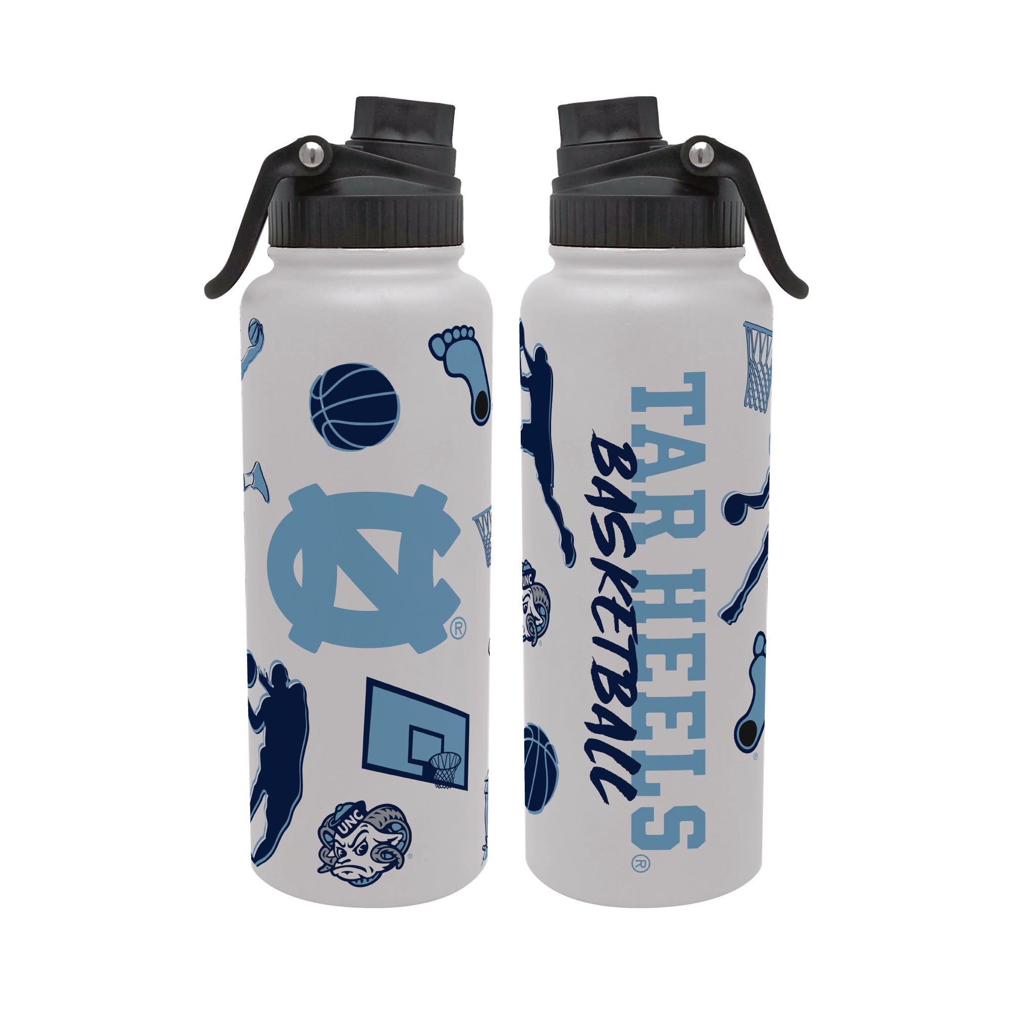34oz North Carolina Tar Heels Basketball Sketch Aqua Bottle