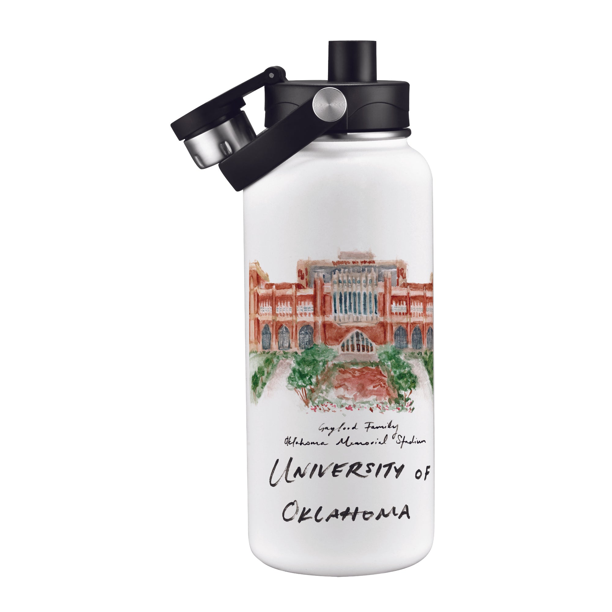 Oklahoma Sooners 34oz Aqua Bottle by Laura Wilcox