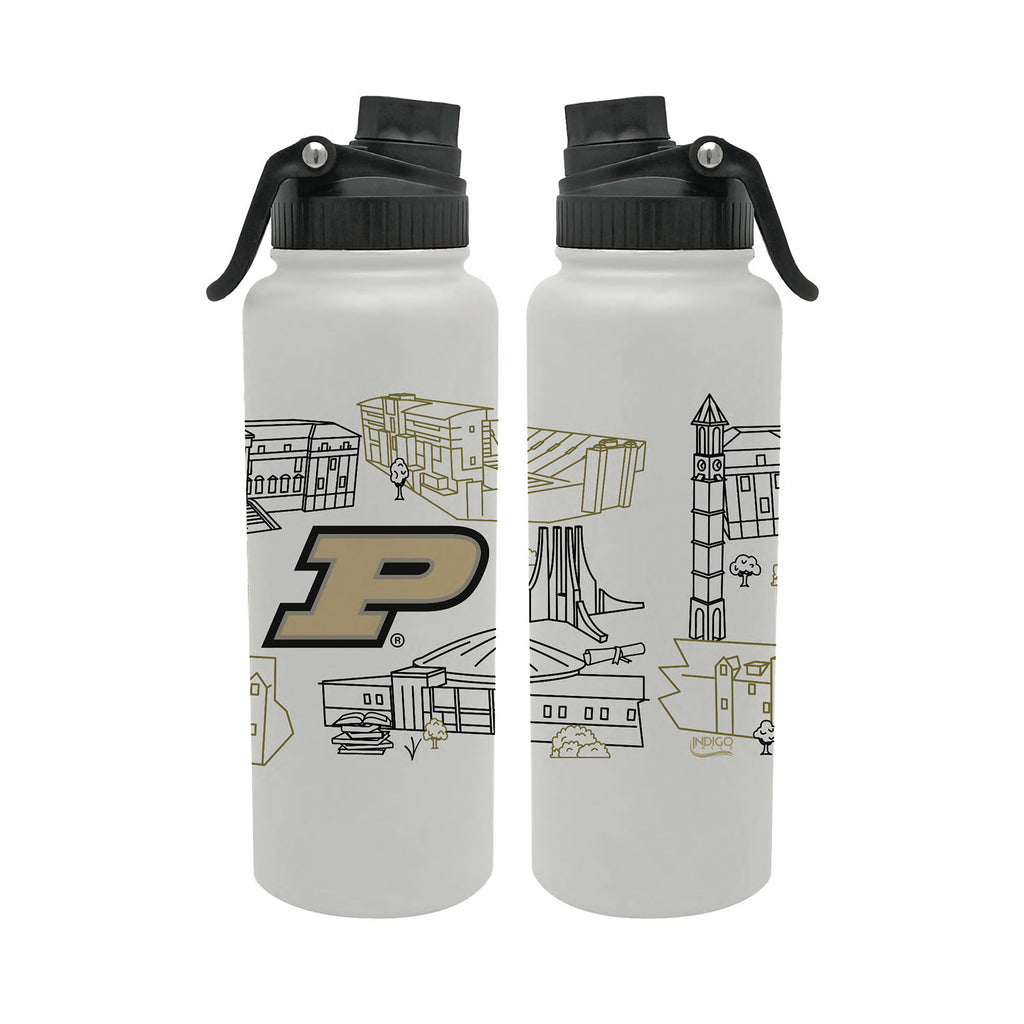 Purdue Boilermakers 34oz Campus Line Art Aqua Bottle